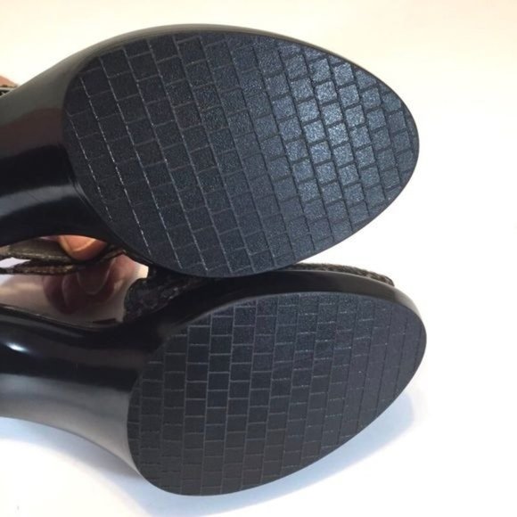 Bella Vita Womens Snake Print Open Toe Pumps Black Brown Leather Buckle size 6 - Picture 9 of 11